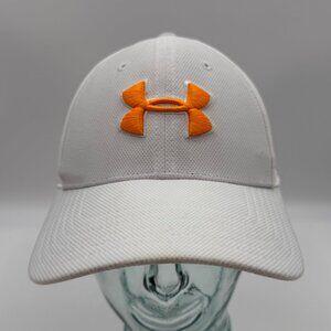 Under Armour UA Blitzing Cap Flex Hat White & Orange Mens Size L/XL Stretch Fit